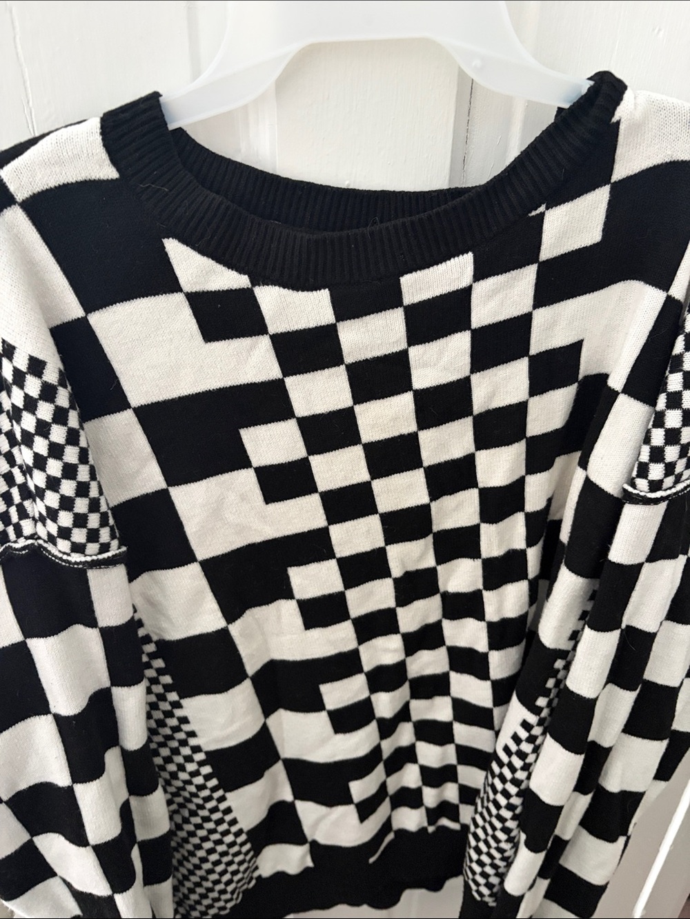 Black Checkered Sweater - Picture 2 of 2